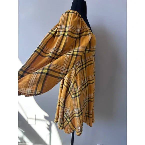 mini brown dress with sleeves Strappy Brown and Yellow Check Slip Dress